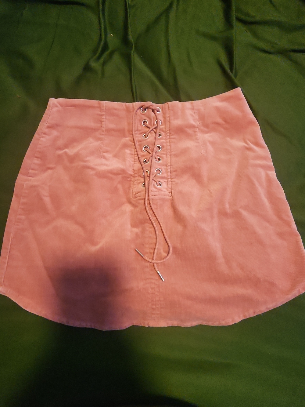 Forever 21 Rose Pink Corduroy Lace-Up Mini Skirt